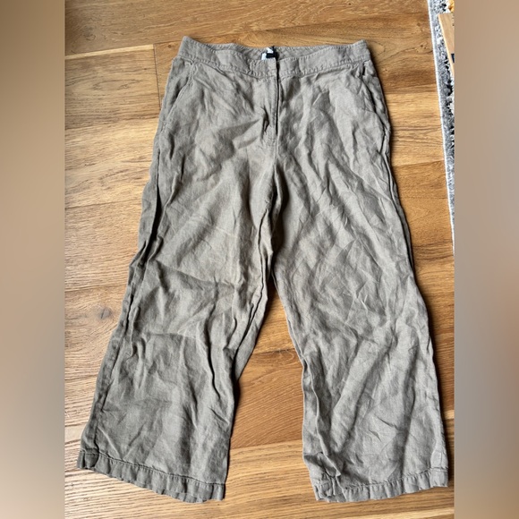 Eileen fisher linen capri pants womens medium tan - Picture 1 of 5